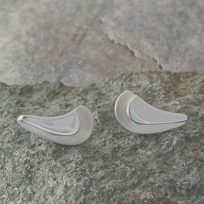 Layers statement up and down silver earrings