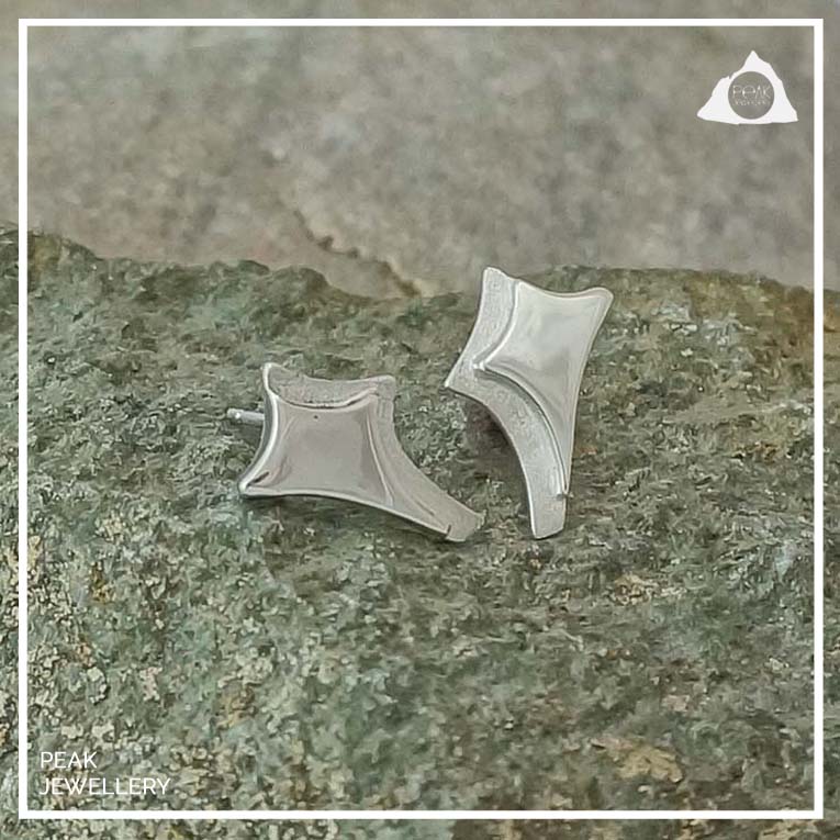 Canyon Pointed Statement Stud Earrings. Landscape inspired jewellery, Peak Jewellery