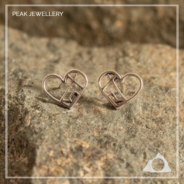 Love the outdoors Handmade Sterling Silver Tipi Tent Heart Earrings - Peak Jewellery