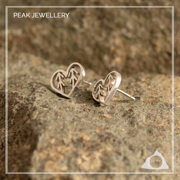 Love the Forest Handmade Sterling Silver Forest Tree Heart Earrings - Peak Jewellery