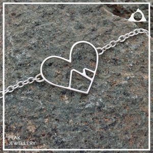 Love the Mountains Handmade Sterling Silver Mountain Heart Bracelet- Peak Jewellery
