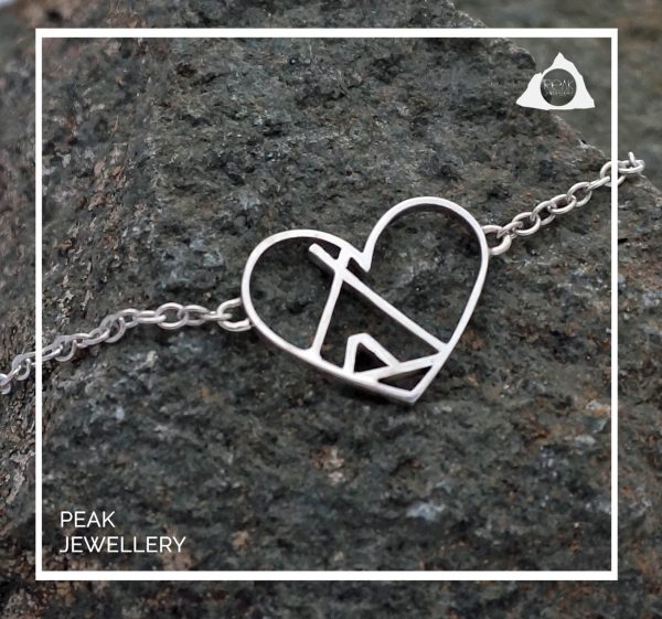 Love the Outdoors Handmade Sterling Silver Tipi Tent Heart Bracelet- Peak Jewellery