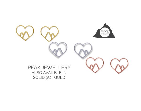 Love the Mountains Handmade Sterling Silver Mountain Heart Earrings - Peak Jewellery