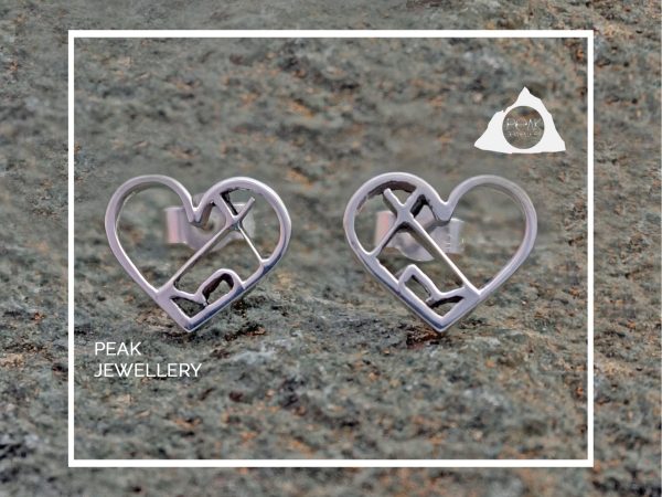 Love the Outdoors Handmade Sterling Silver Tipi Tent Heart Earrings- Peak Jewellery