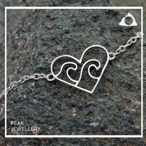 Love the Ocean Handmade Sterling Silver Wave Heart Bracelet - Peak Jewellery