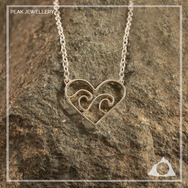Ocean Wave Necklace Love the Ocean Handmade Sterling Silver Wave Heart Necklace - Peak Jewellery