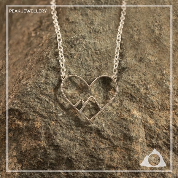 Love the mountains necklace, Mountain Heart necklace, Mountain jewellery, Mountain necklace, Handmade silver mountain jewellery, Peak Jewellery