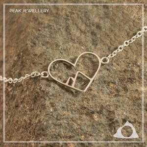 Love the Mountains Handmade Sterling Silver Mountain Heart Bracelet- Peak Jewellery