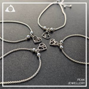 Mountain Drawstring Outdoor Handmade Sterling Silver Mountain Heart Bracelet- Peak Jewellery